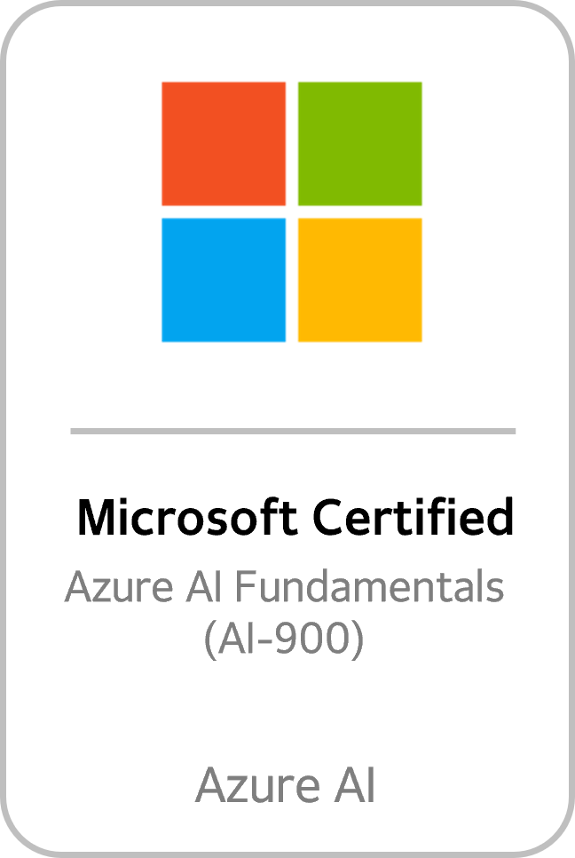 Badge Microsoft Certified: Azure AI Fundamentals (AI-900)